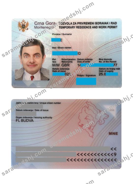 Montenegro residence card
